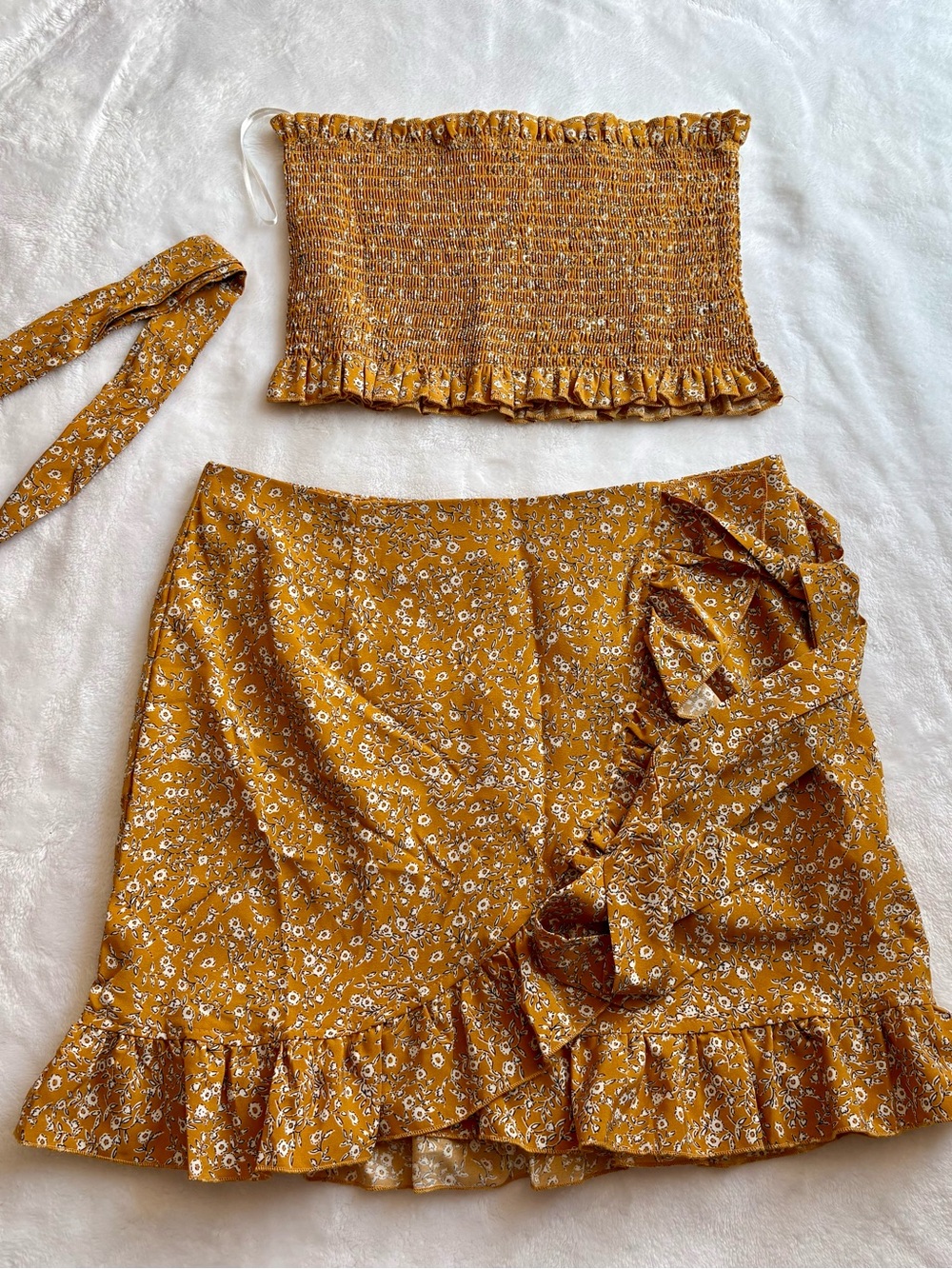 Two-Piece Floral Matching Set (Tube Top + Skirt)